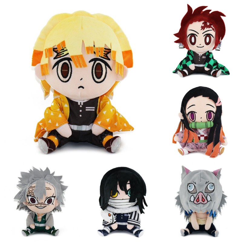 17*20cm Demon Slayer Mainan Mewah Zenitsu Giyuu Tanjiro Nezuko Inosuke Xmas Hadiah