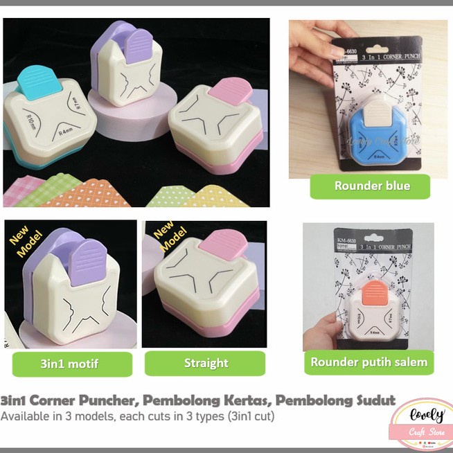 

Pemotong 3In1 Corner Rounder Corner Puncher Pembolong Sudut R4 - R7 - R10