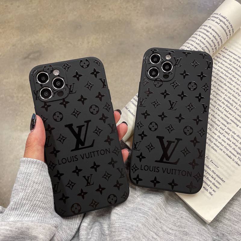 Fashion LV Soft Case HP iP iPhone 11 12 Mini 13 Pro Max 7 8 + Plus SE 2020 X XR SE 2020 XS Max Black Frosted Casing Apple