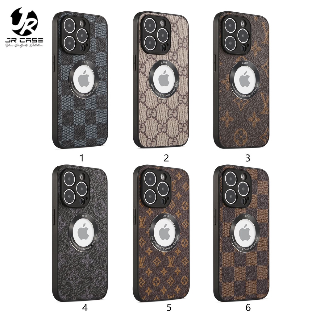 JRCASE Premium Leather Case Motif Lubang Logo iPhone 14 PRO MAX PLUS 13 PRO MAX BRAND LV. GUCCI. BRA