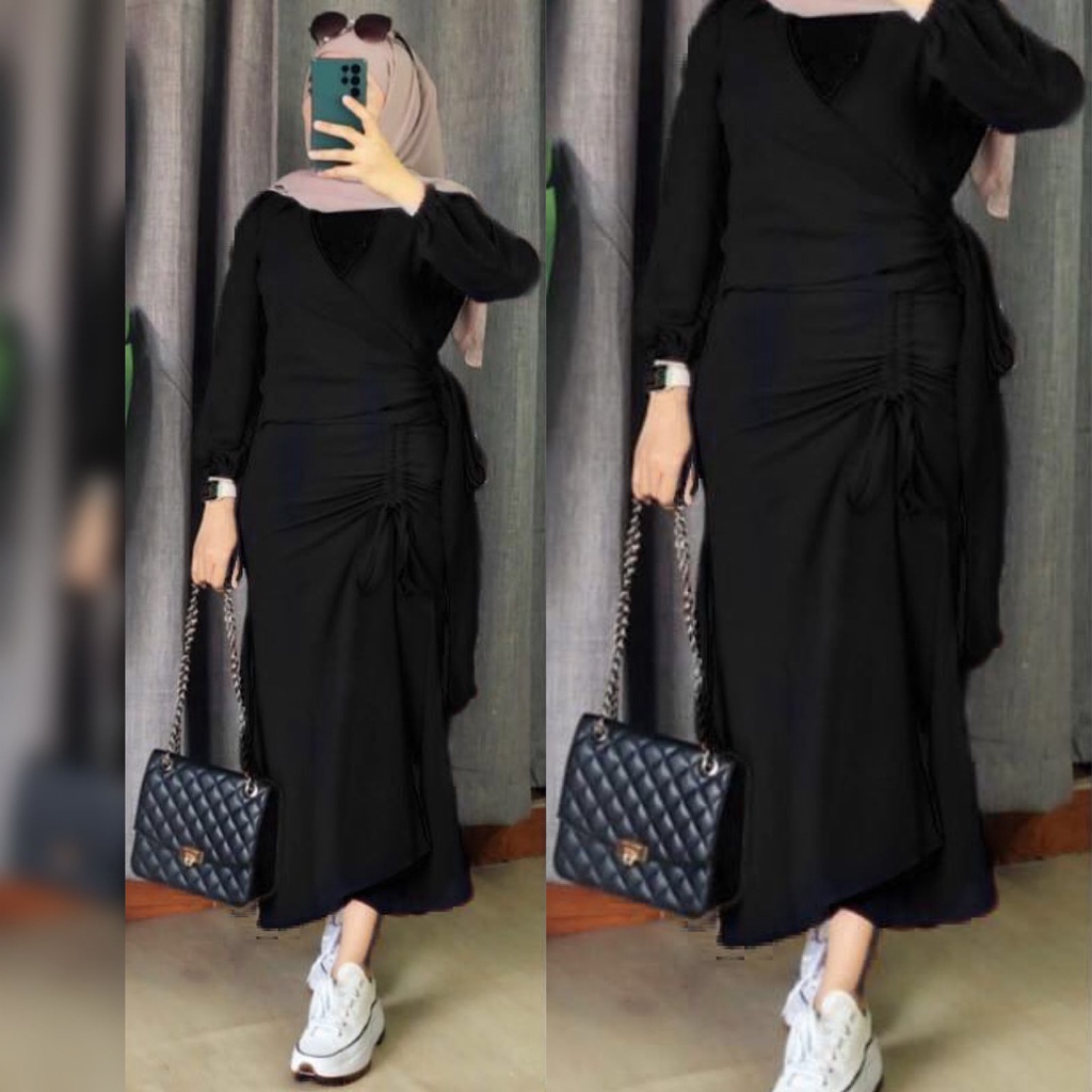 CASANDRA SETELAN ONESET SETROK WANITA MUSLIMAH AIRFLOW CRINCKLE DEODORA PREMIUM RAYON