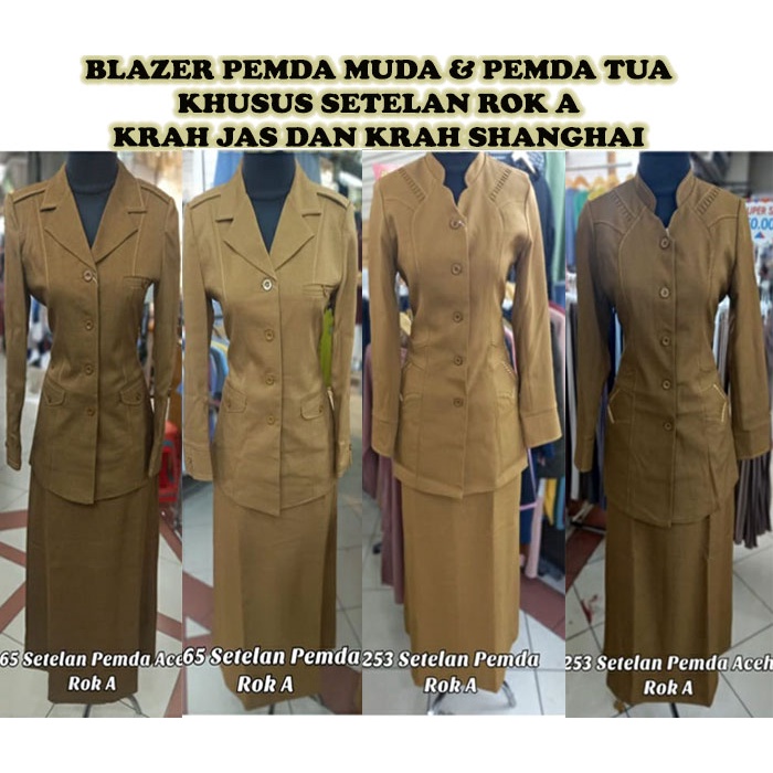 BLAZER PEMDA TUA DAN PEMDA MUDA KRAH JAS & KRAH SHANGHAI KHUSUS SETELAN ROK A BRAND AZKIA BAHAN POLY