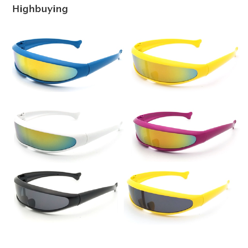 Hbid Novelty Futuristik Mirrored Sunglasses Personality Fashion Alien Kacamata HD Lensa Cermin Eyewear Glasses Untuk Perlengkapan Pesta Lucu Glory