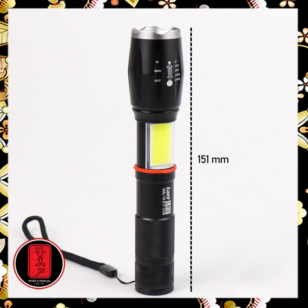 TaffLED Senter LED Torch Cree XM-L T6 8000 Lumens - E17 COB - Black