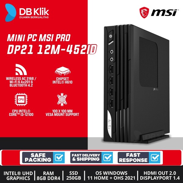 Mini PC MSI PRO DP21 12M-452ID i3-12100 8GB SSD 250GB NoDVD W11+OHS