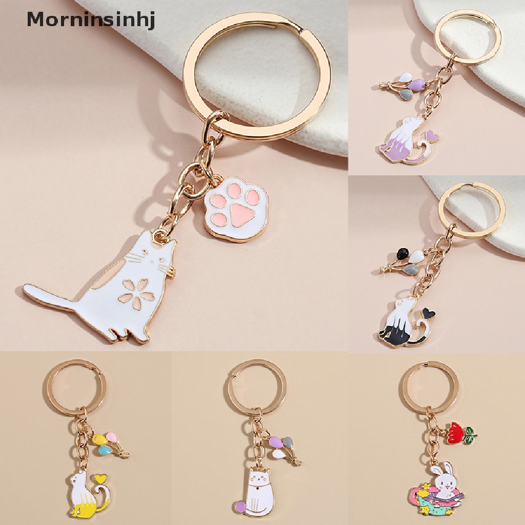 Mornin Gantungan Kunci Balon Hati Kucing Lucu Enamel Key Chains Hadiah Untuk Aksesoris Handbag id