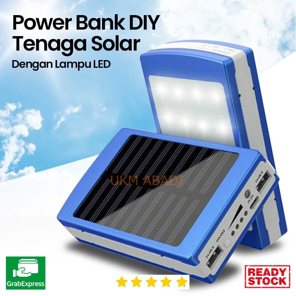 Power Bank DIY Tenaga Solar Matahari dengan Senter Lampu LED 4NB1