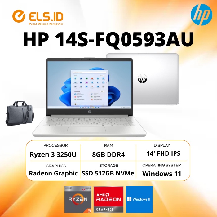 HP 14S-FQ0593AU Ryzen 3 3250U 8GB SSD 512GB W11+OHS