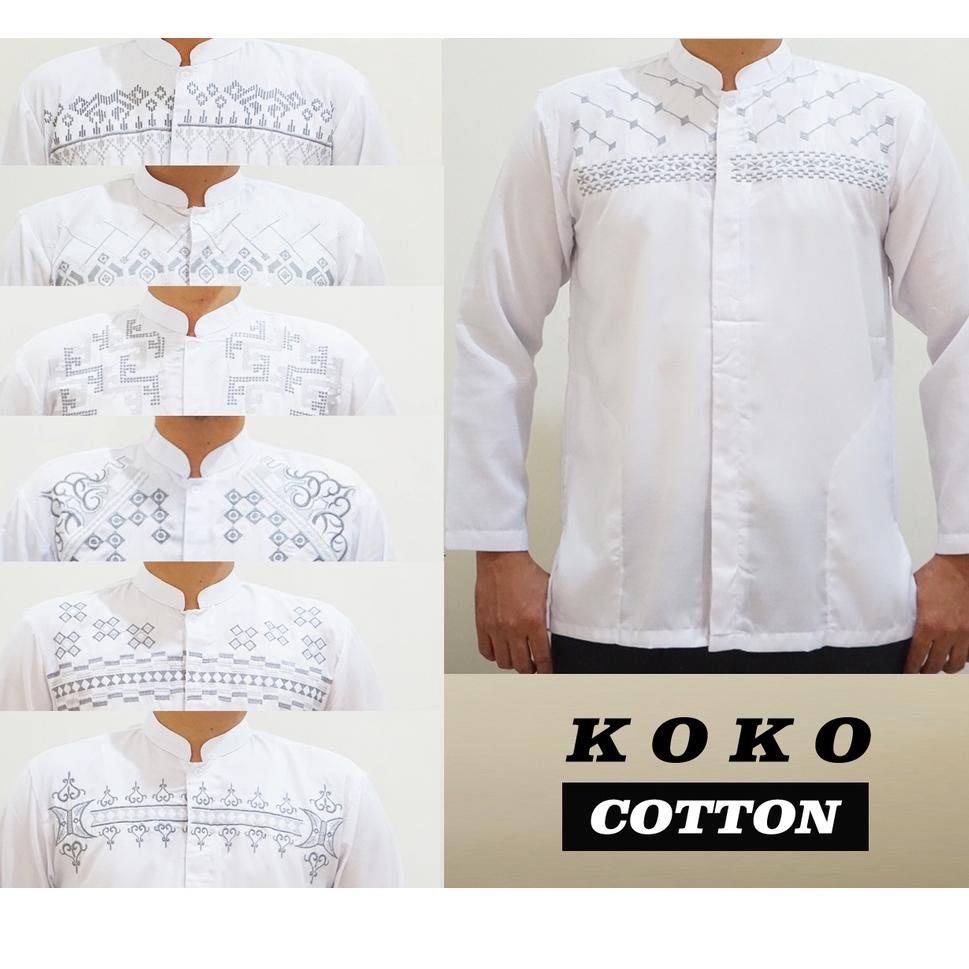 Terbaik Baju koko putih lengan panjang bordir Katun