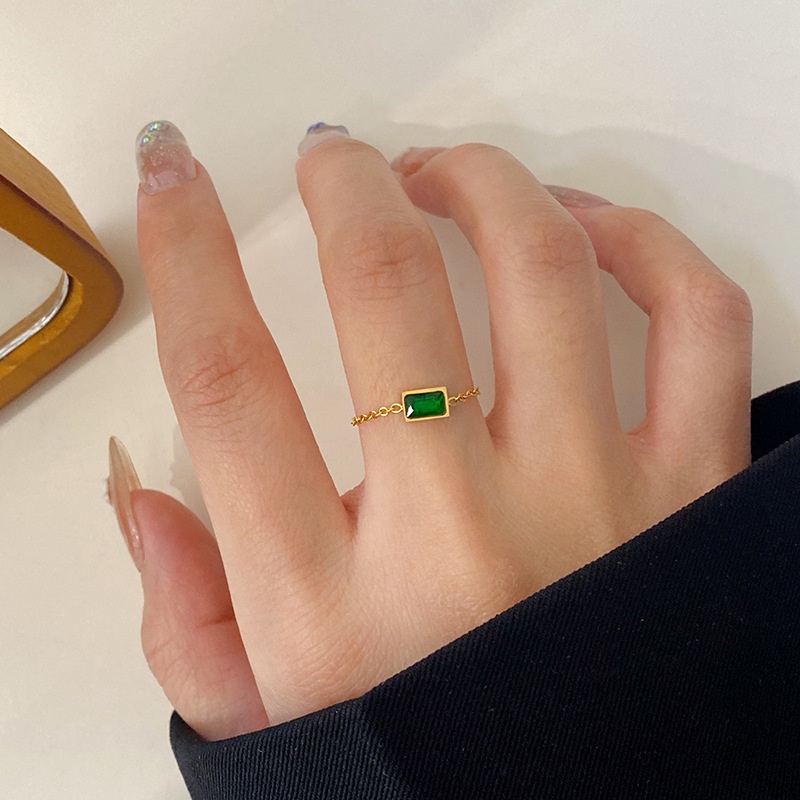 Cincin Rantai Berlian Warna Hijau Untuk Wanita