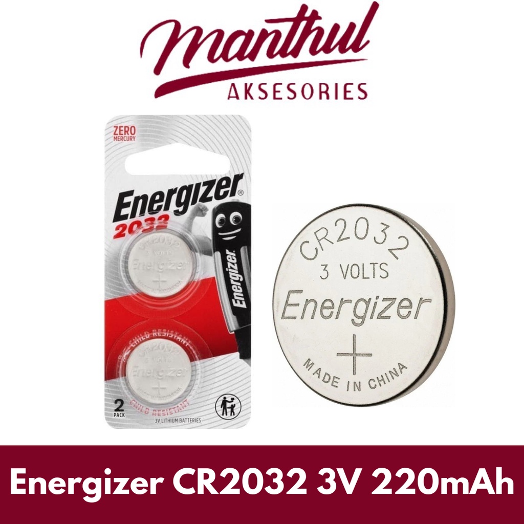 Energizer CR2032 3V 220mAh Lithium Cell Button Battery Baterai CMOS