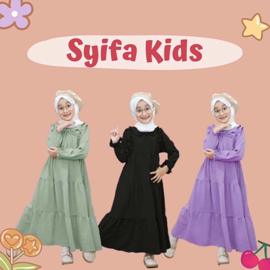 (Dress Saja) Gamis Anak Perempuan / Gamis Crinkle / Baju Muslim Anak Perempuan / Gamis Anak 2 Tahun / Baju Gamis Anak Perempuan / Dress Anak Perempuan 3 tahun / Gamis Anak Set Hijab Terbaru / Gamis Anak Terbaru 2022 Model Terbaru Syifa Kids