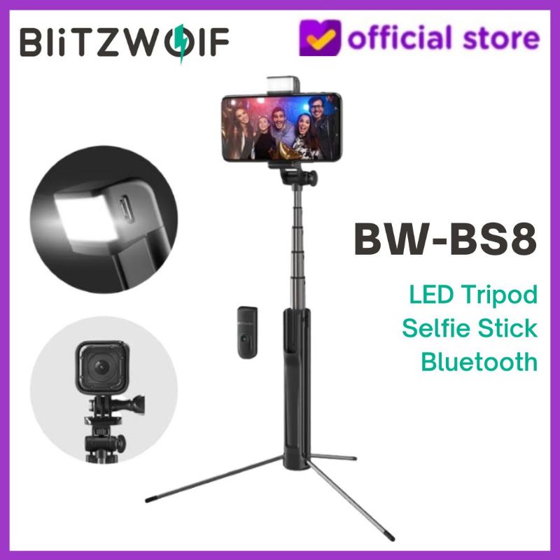 Blitzwolf BW BS8 led tripod tongsis gopro mirrorless action camera