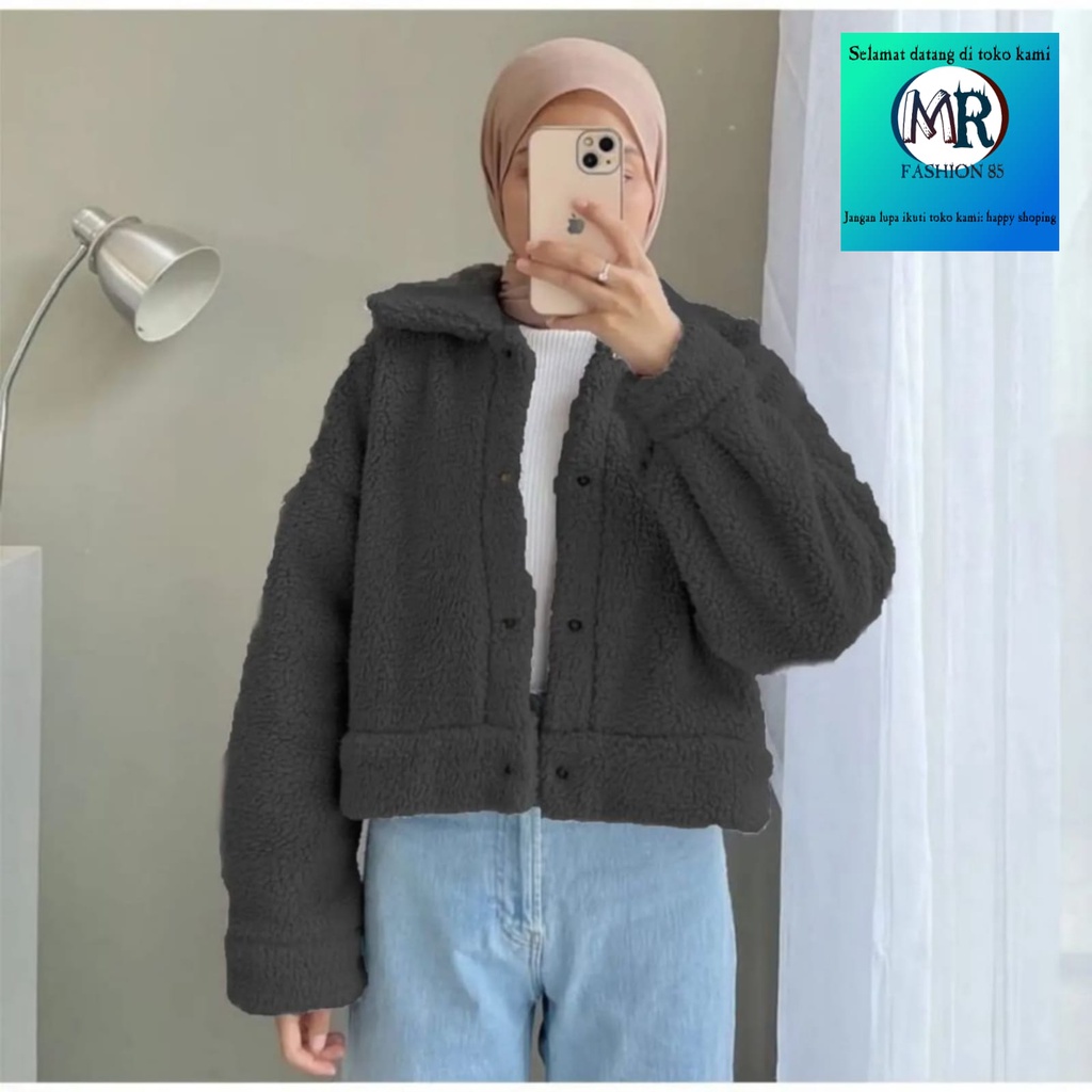 Sherpa Crope Furry Jaket Bulu Model KancingTerbaru 2023 / Furry Jaket Sherpa bulu / Sweater Sherpa Crope / Cute Sherpa Bulu Domba / Jaket Wanita kekinian / Jaket bulu lembut terbaru 2023