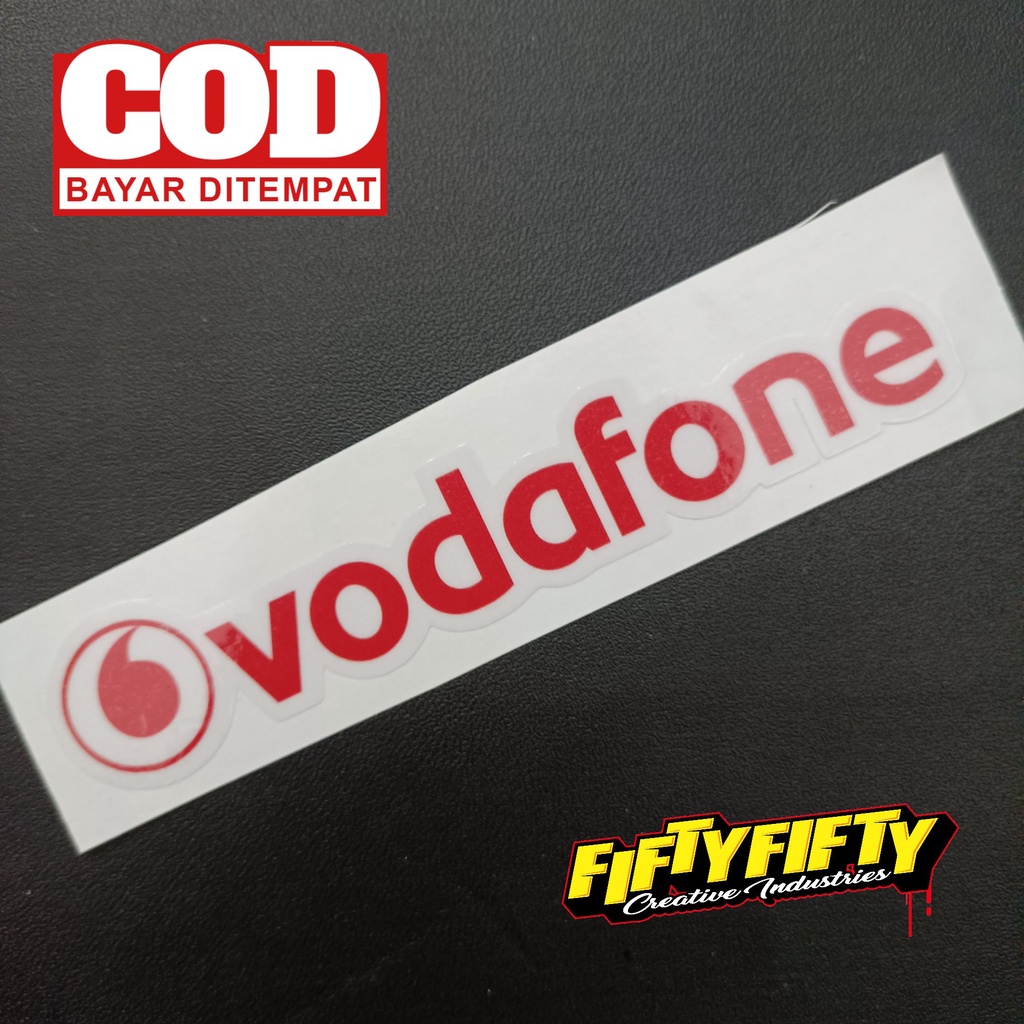 Stiker Print Cut VODAFONE Stiker Printing Laminasi Glossy Stiker Motor Mobil Helm Sudah Membentuk Pola Desain