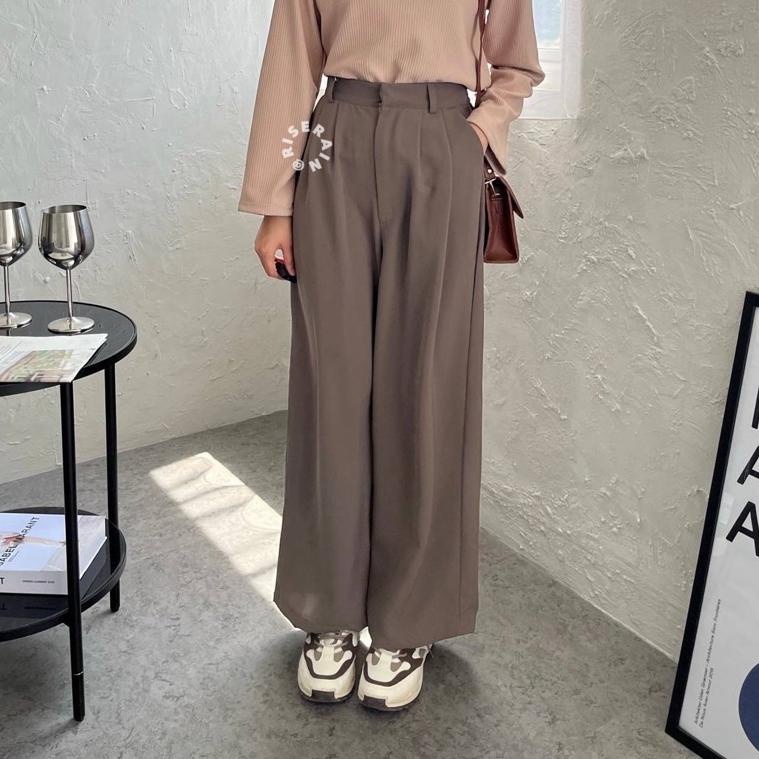 New Stock (Pengait besi) Serin hhwaist loose pants - celana kulot panjang wanita bahan jatuh anti ku