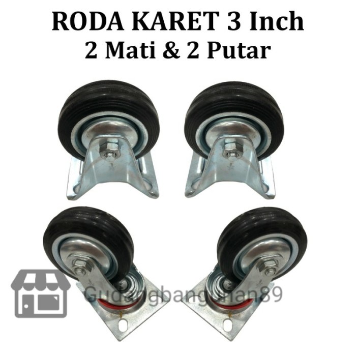 Roda Troli Trolley Etalase Karet Xanders Hitam 3 In Set Mati Putar Bagus