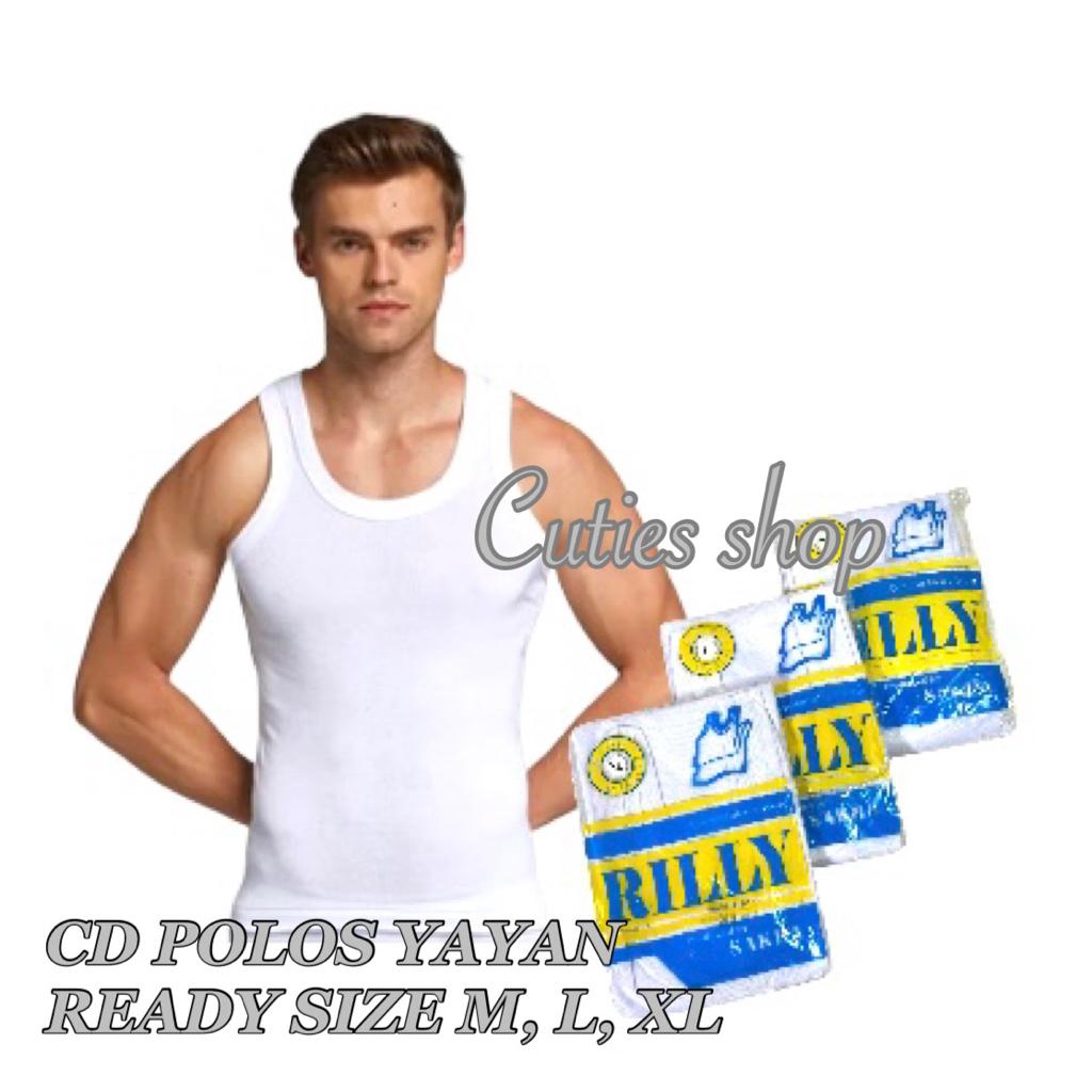 SINGLET PRIA RILLY WARNA PUTIH, PRIA DEWASA