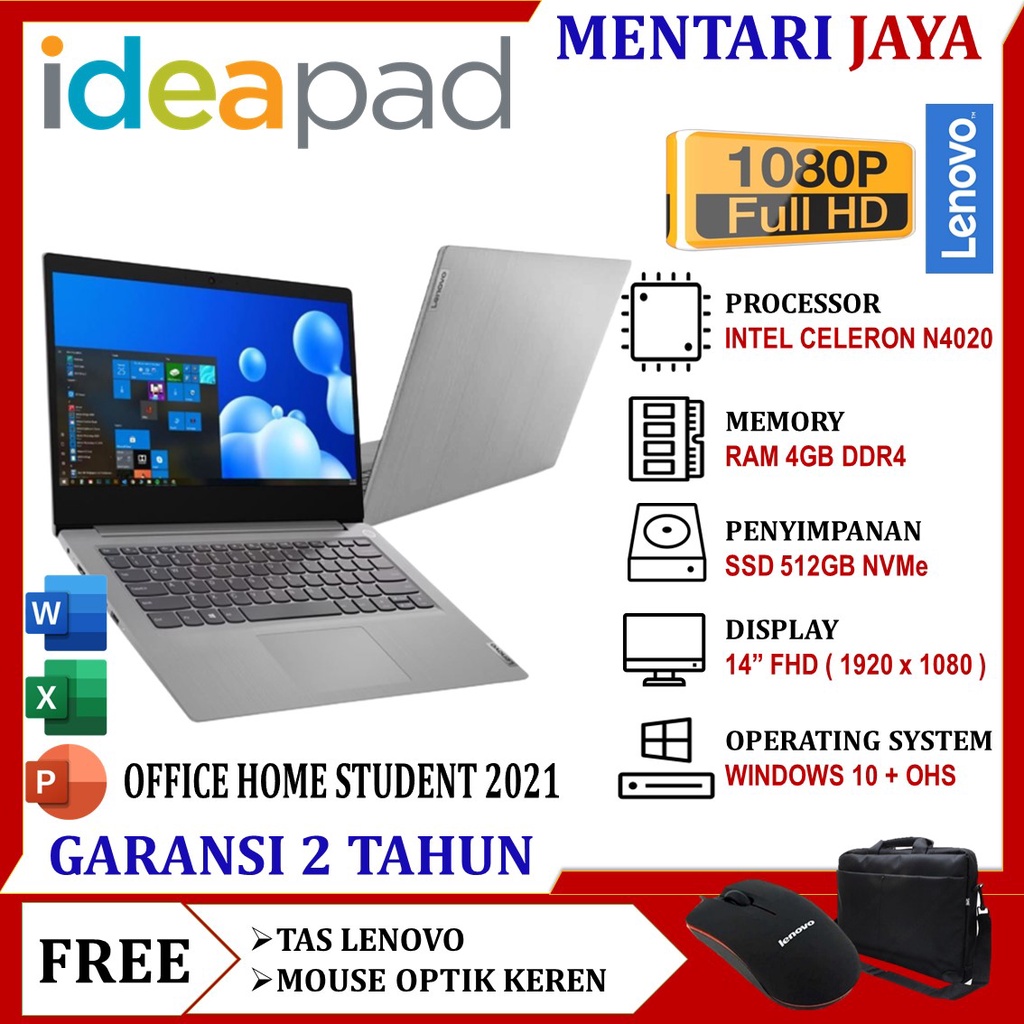 LENOVO IDEAPAD SLIM 3I 14 INTEL N4020 4GB SSD 512GB 14&quot; FHD WINDOWS + OHS