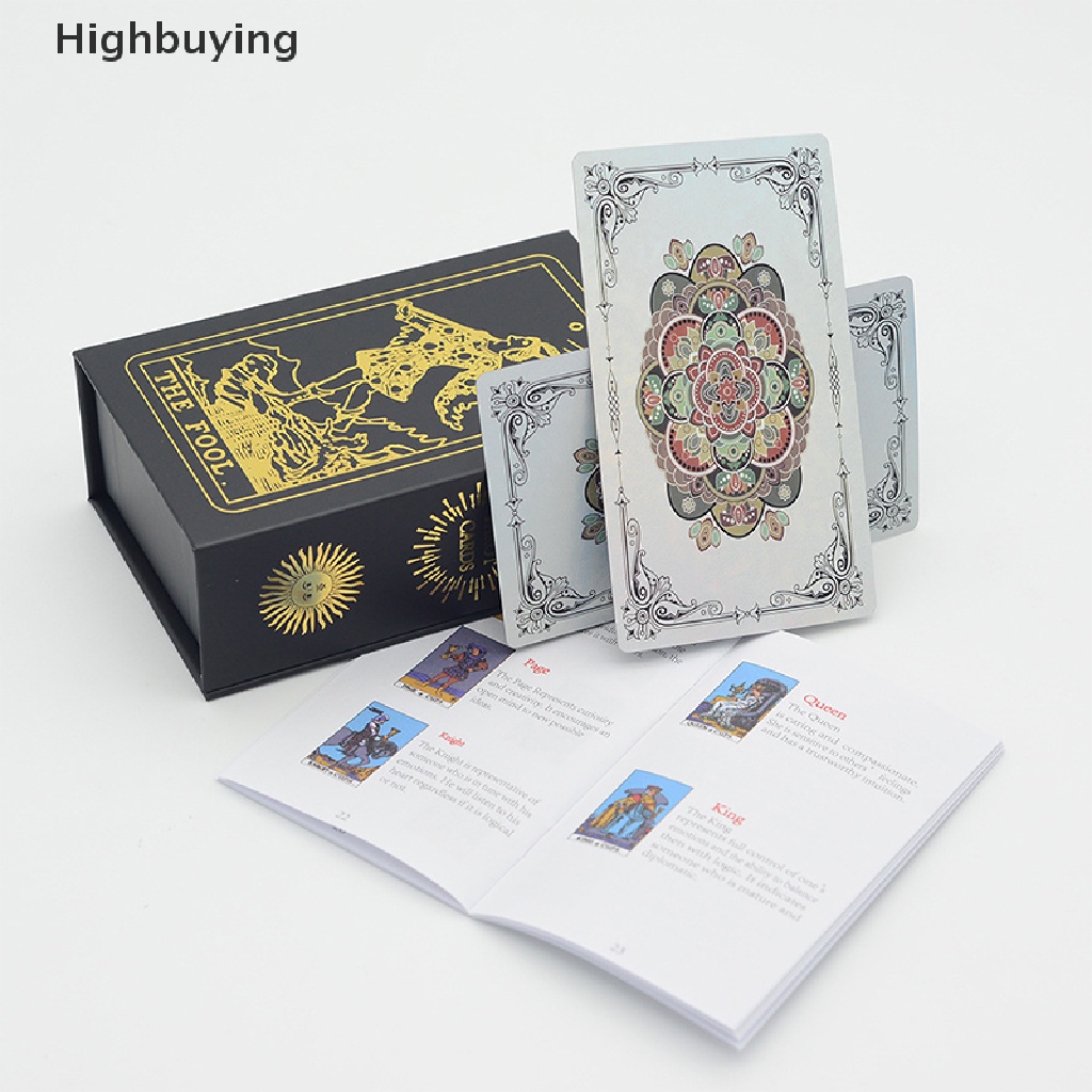 Hbid Set Kartu Tarot Gift Box Foil Emas Tarot Card Hot Stamping PVC Tahan Air Tahan Aus Board Game Solitaire Ramalan Glory