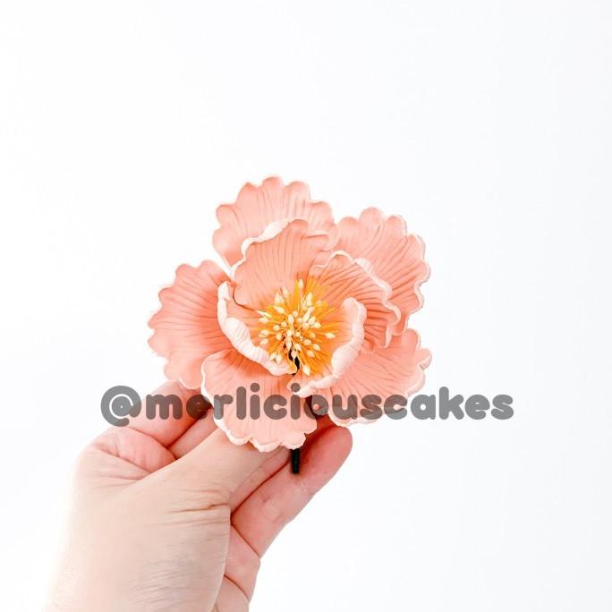 

Peony Peach Bunga Gumpaste Flower Cake Kue Topper