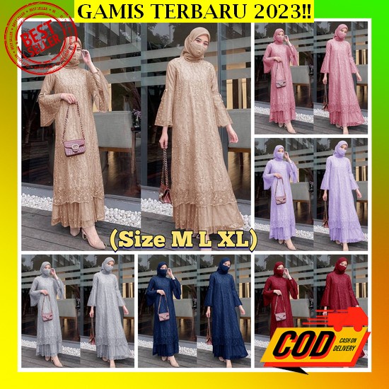 Baju Gamis Muslim Syari Terbaru 2022 2023 Model Baju Pesta Wanita Kondangan Kekinian Gaun Remaja Bru