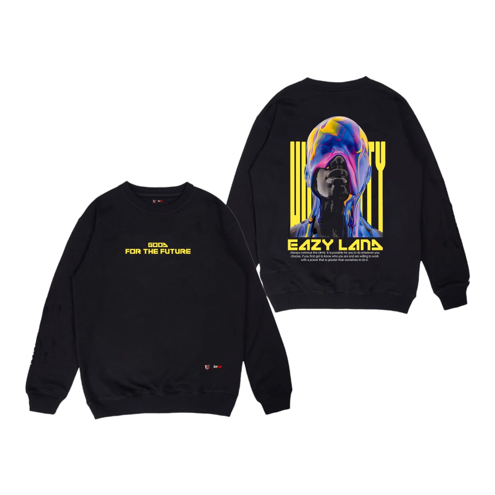 Sweater Premium Switer Crewneck Pria Distro Eazy Land Bruno Mars Hitam Original Tebal Size M L XL Swiiter Laki Hight Quality Local Brand Sweater Wanita Korean Style