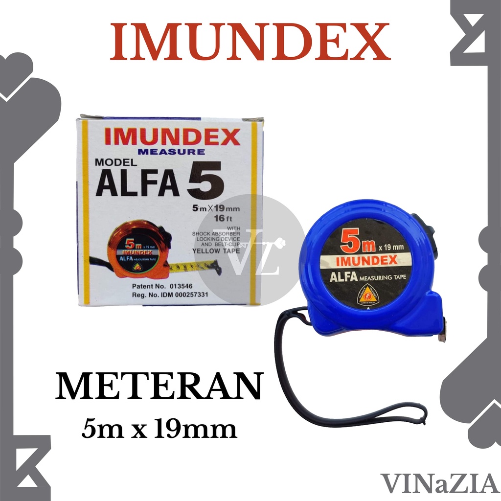 METERAN IMUNDEX / METERAN TUKANG merk IMUNDEX ALFA 5 Meter x 19 MM