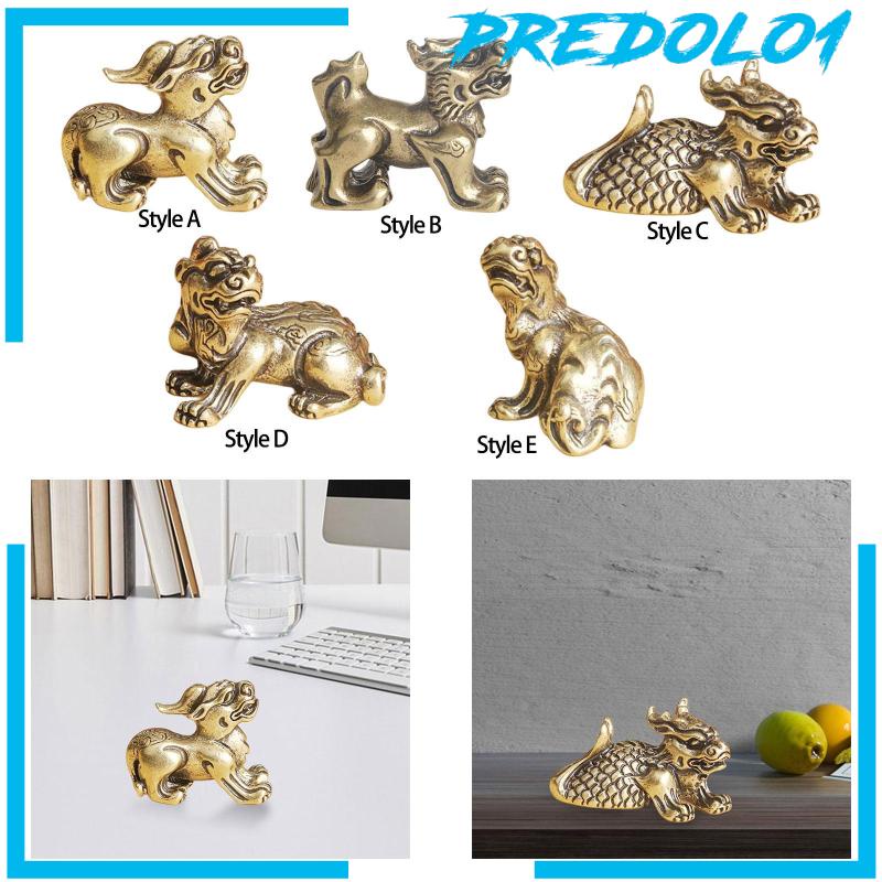 [Predolo1] Patung Miniatur Kylin Kuningan Antik Patung Untuk Koleksi Dekorasi Kamar Tidur