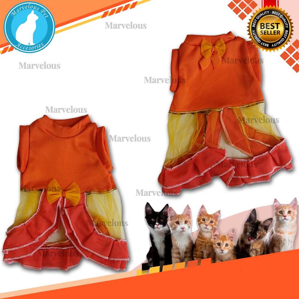 Kaos Baju Kucing Lucu Model Rok Polos Bahan Kain Tile dan Jeruk