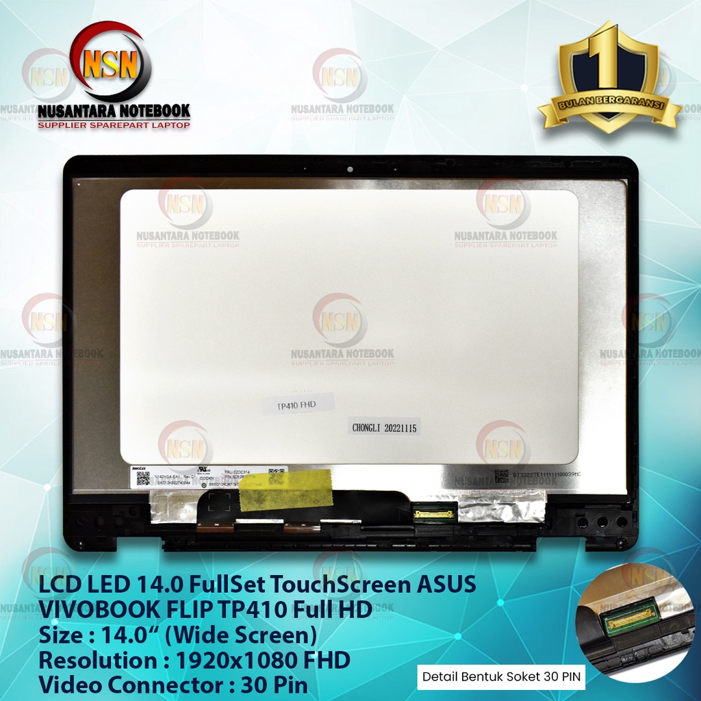 LCD LED 14.0 FULLSET Full HD 30Pin TouchScreen ASUS TP410 N140HGA-EA1