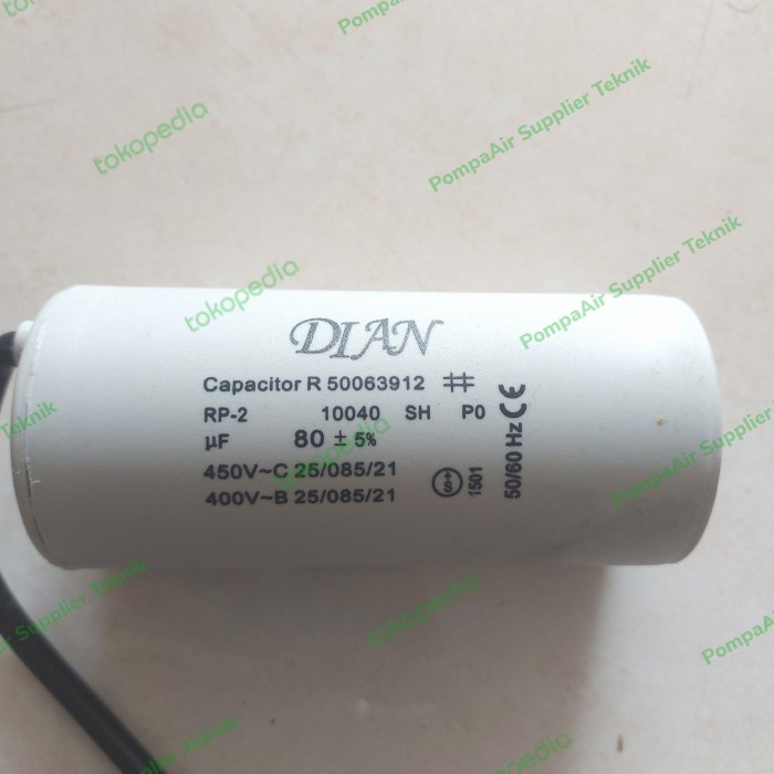 Kapasitor Kondensor Capacitor 80 Uf Mf Mikro Micro Bulat Kawat Kabel.
