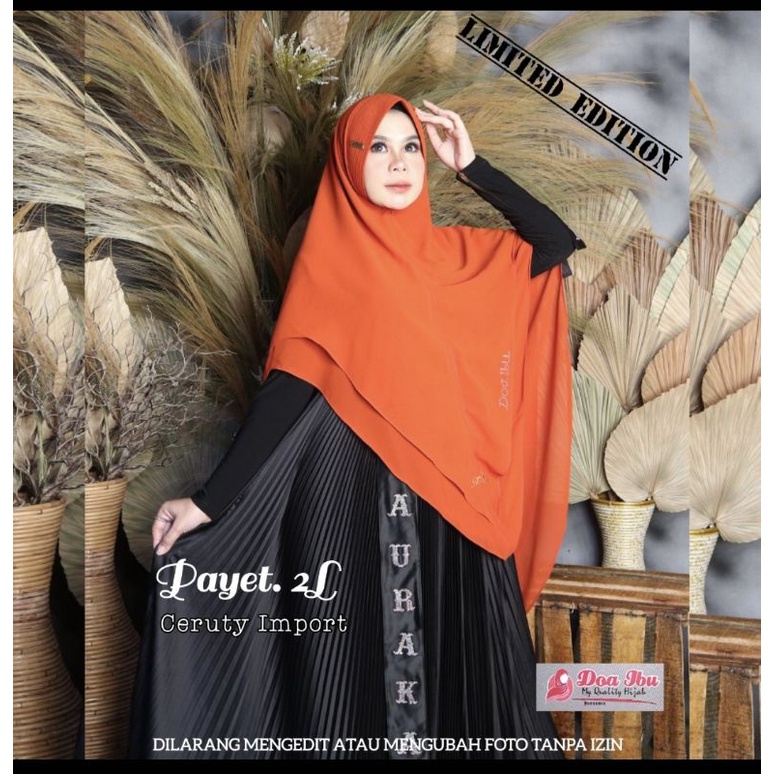 657 Jilbab Doa Ibu Syari Khimar Softped Ceruty 2 Layer Import Premium/Hijab Doi Ori By Bunyamin