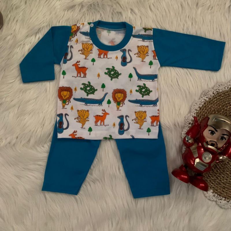 Setelan baju bayi KOMBINASI ANIMAL setelan anak piyama lengan panjang usia 3-15 bulan |Fashion