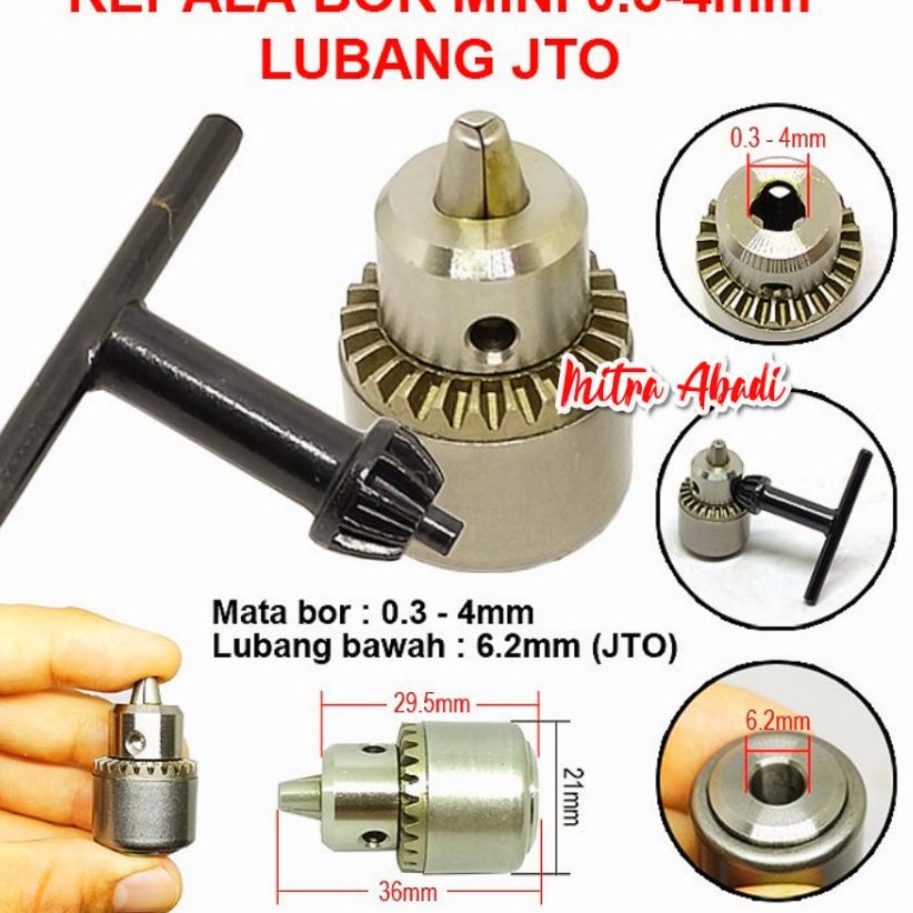 Garansi Hemat KEPALA BOR KECIL Lubang JTO 0.3 - 4 mm Mini Drill Chuck JTO Fit