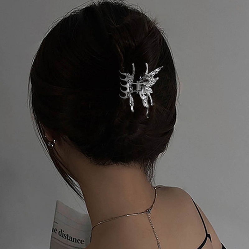 Korea INS Terang Perak Cross Geometris Jepit Rambut Kupu-Kupu Ambil Klip Bunga Mawar Rambut Cakar Wanita Gadis Styling Barrette Hiasan Kepala