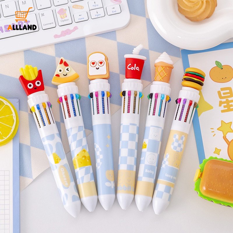 1pc Gaya Acak 10warna Kartun Fast Food Bolpoin/Kentang Goreng Lucu Bentuk Hamburger Doodle Pulpen/Nyaman Tekan-Di-Tangan Pena Alat Tulis