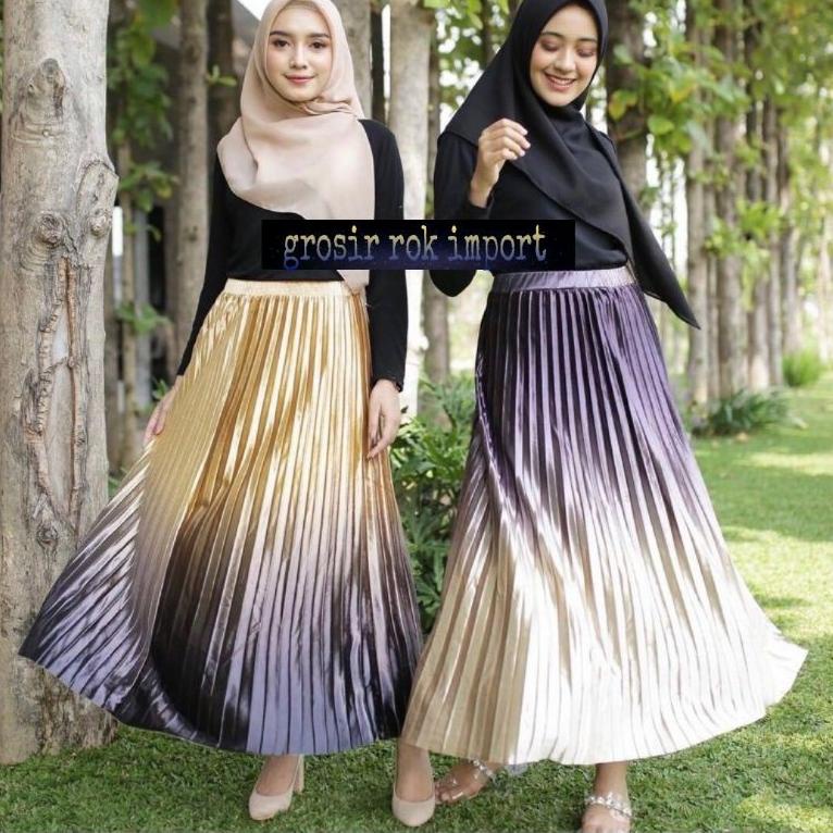 Rekomendasi GROSIR ROK IMPORT / ROK GRADASI BLUDRU PLISKET PANJANG IMPOR