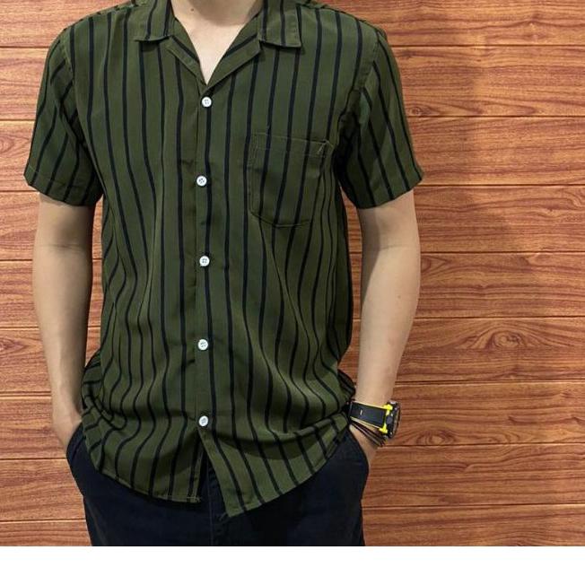 ➤ RIVIERA CLOTHING/KEMEJA STRIPE PRIA LENGAN PENDEK/KEMEJA SALUR PRIA/KEMEJA CASUAL PRIA/KEMEJA SANT