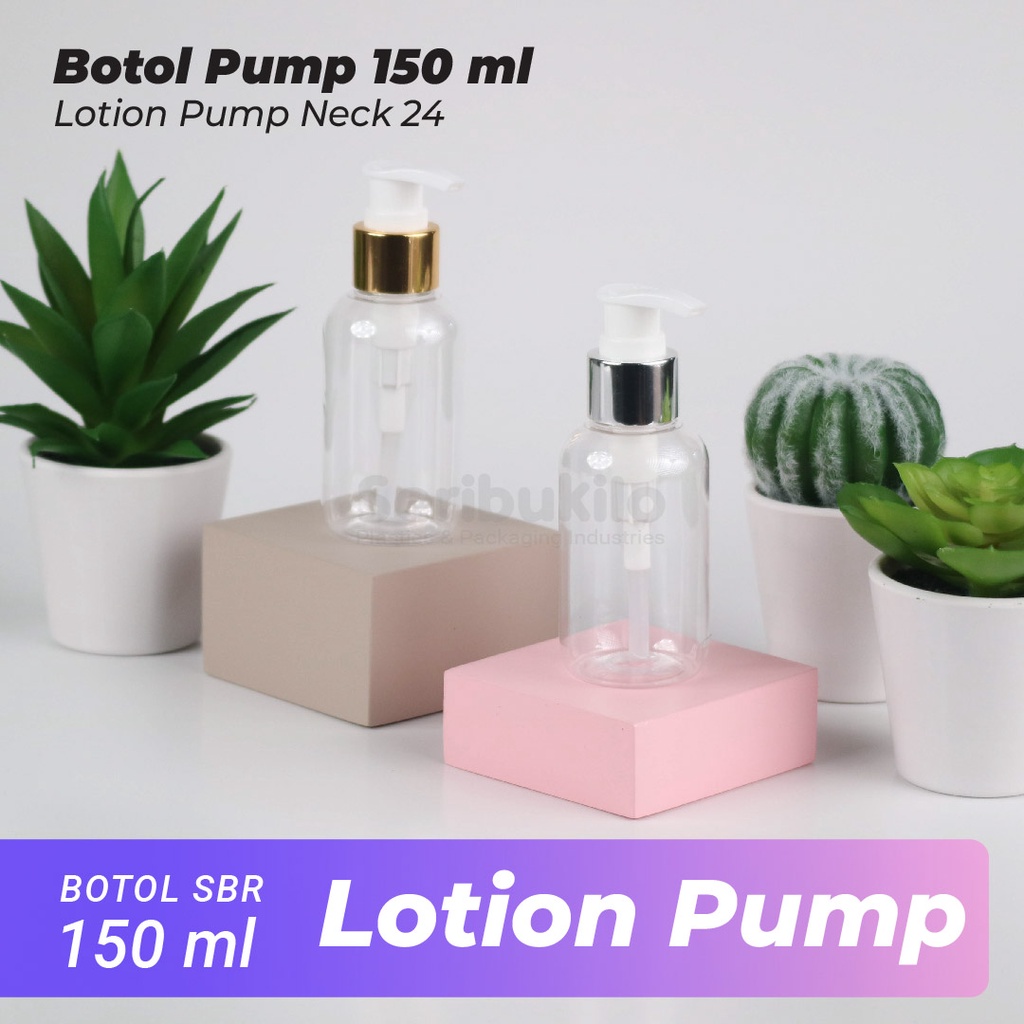 Botol Pump 150 ml/ Botol PET 150 ml Pump Lotion Gold SBR/ Botol SBR 150 ml Lotion Pump Silver