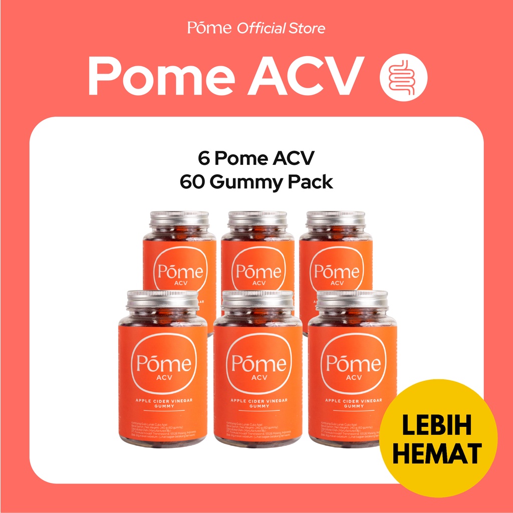 Pome ACV Paket 6 Botol - Vegan Apple Cider Vinegar Gummy