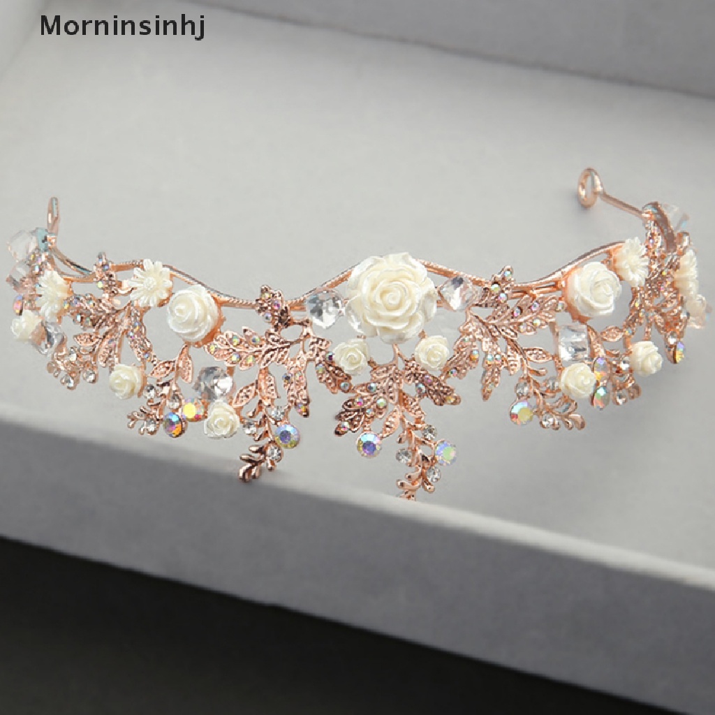 Mornin Kristal Tiara Emas Pernikahan Mahkota Baroque Berlian Imitasi Pengantin Rambut Mahkota Headband id