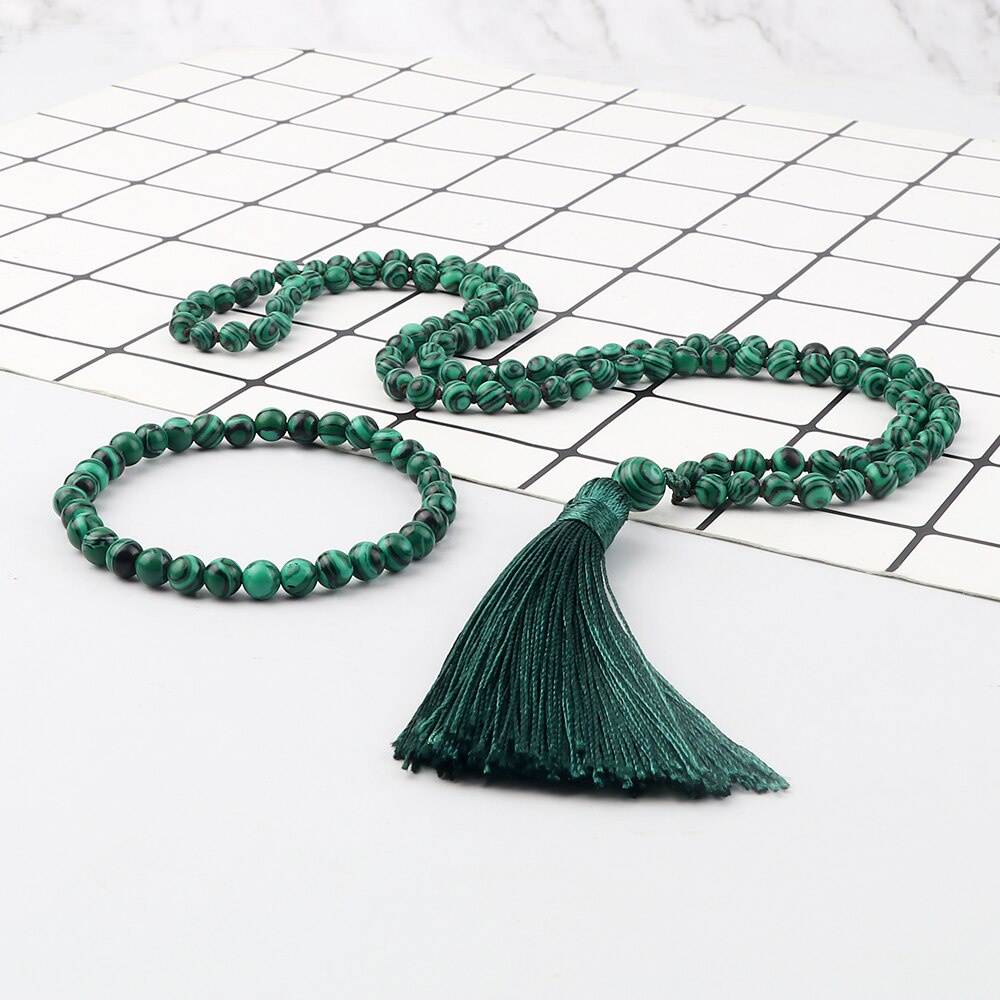 Tasbih Japamala Green Malachite 108 Mala 6mm