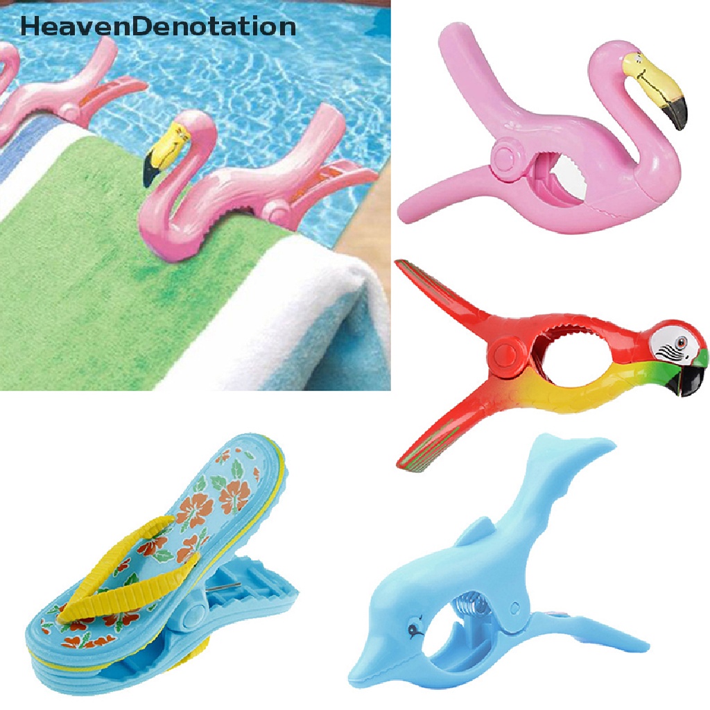 [HeavenDenotation] Besar Lucu Plastik Handuk Pantai Klip Untuk Sunbeds Sun Lounger Hewan Baju Hias Pasak Klip Pin Rak Kering Klip Penahan HDV