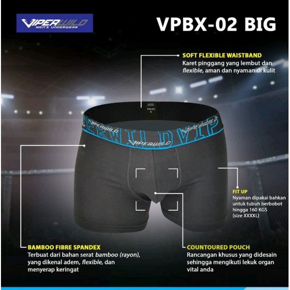 2 PCS BOXER VIPER BIG SIZE - CD CELANA DALAM BOXER PRIA JUMBO SIZE