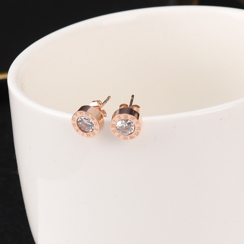 Anting Stud zircon romawi Titanium stainless steel 316L harga grosir bisa bayar di tempat