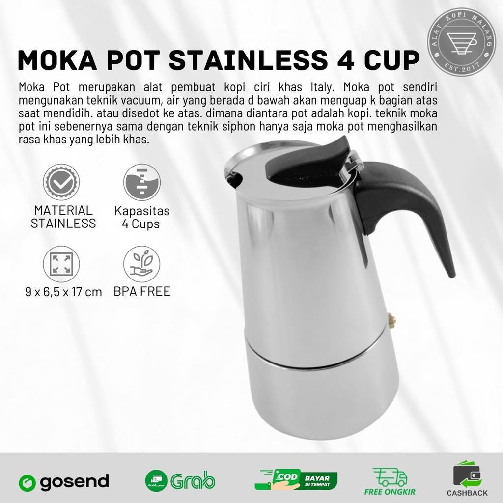 Moka Pot 6 Cup Stainless
