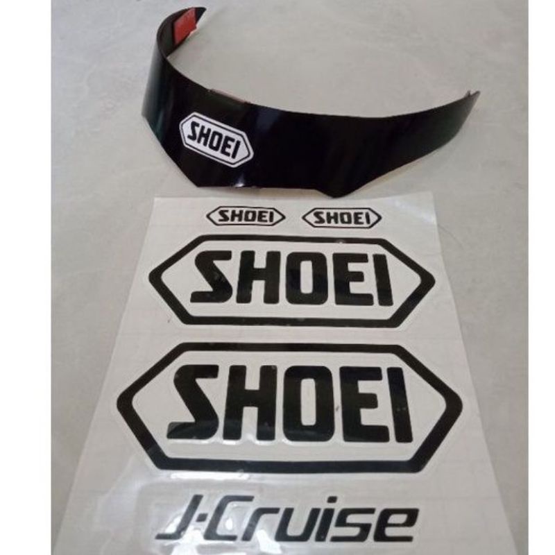 spoiler helm DYR kyoto, kyt kyoto, hitam glossy + stiker shoei fee double tapenya
