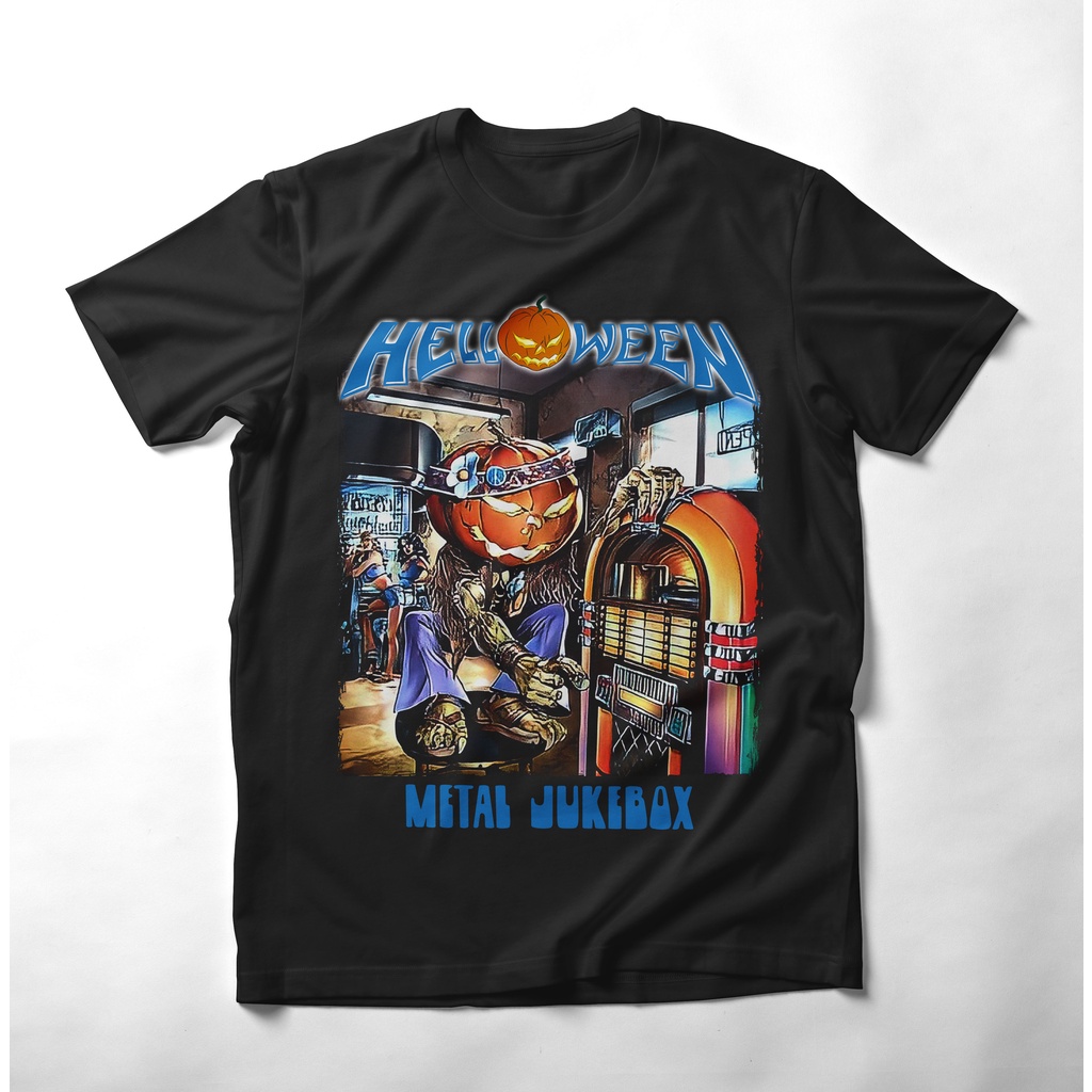 Kaos Distro Pria Helloween Metal Jukebox bahan Cotton Combad 24s