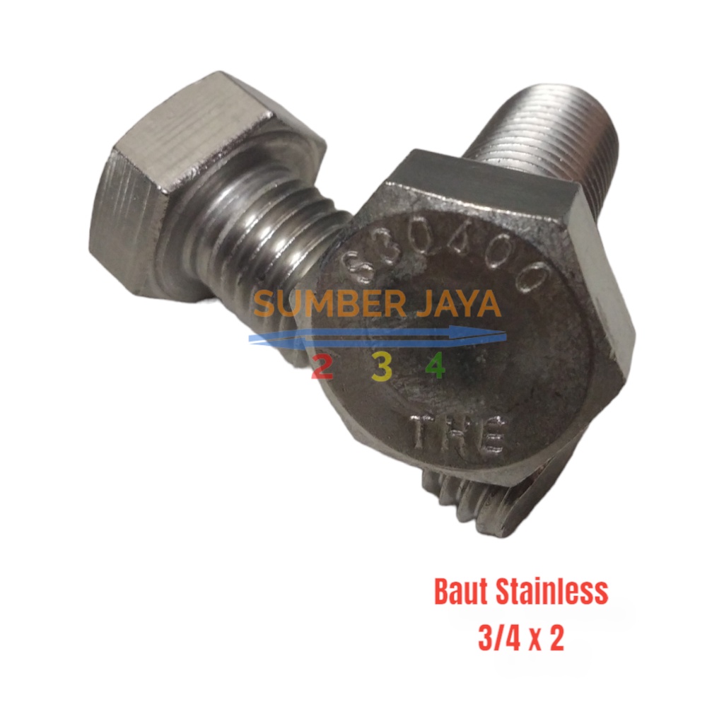 Baut Hexagon Stainless Steel 3/4&quot; x 2&quot;